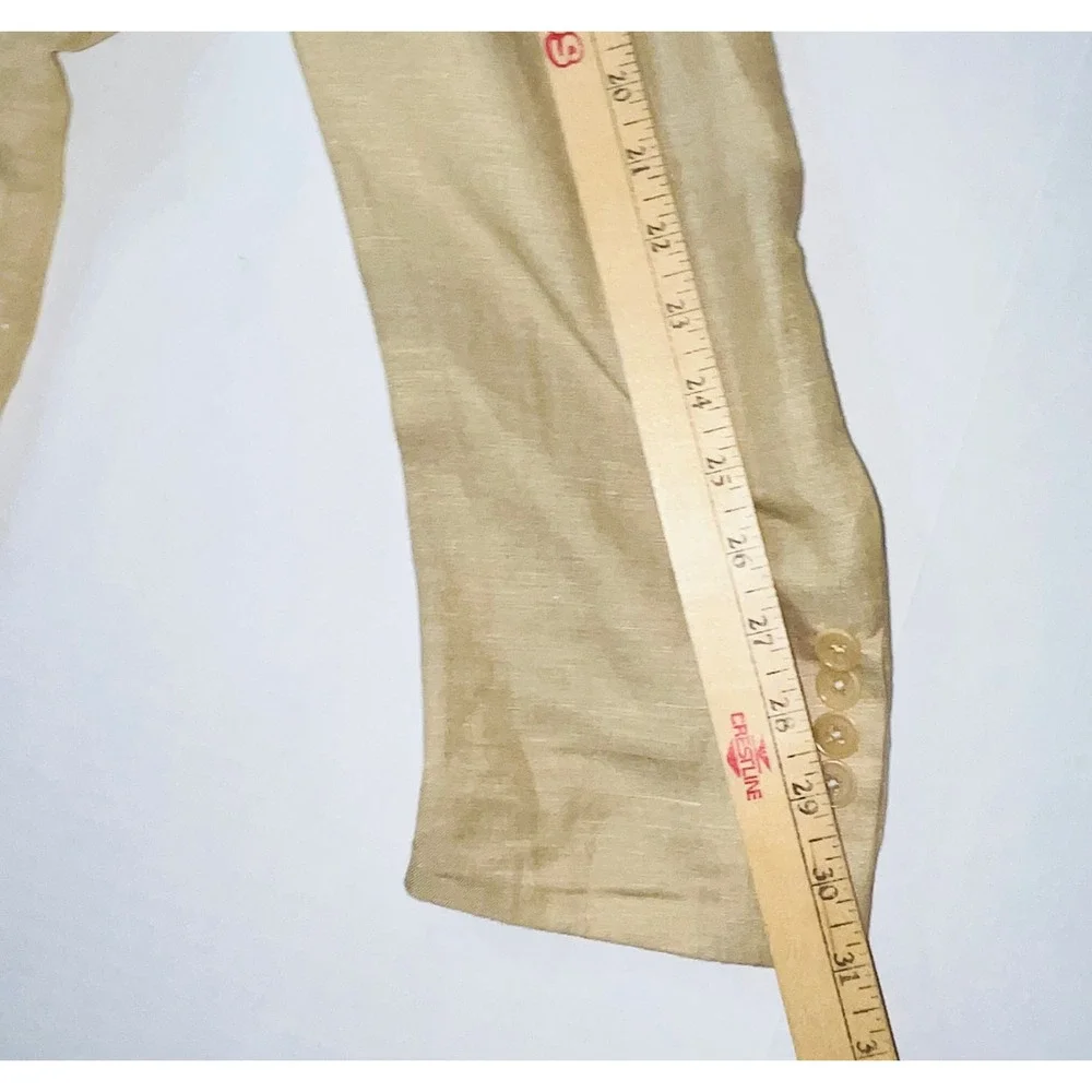 Tallia Linen Blend Blazer Mens 42R Beige Tan Patchwork Lining Sport Coat Jacket